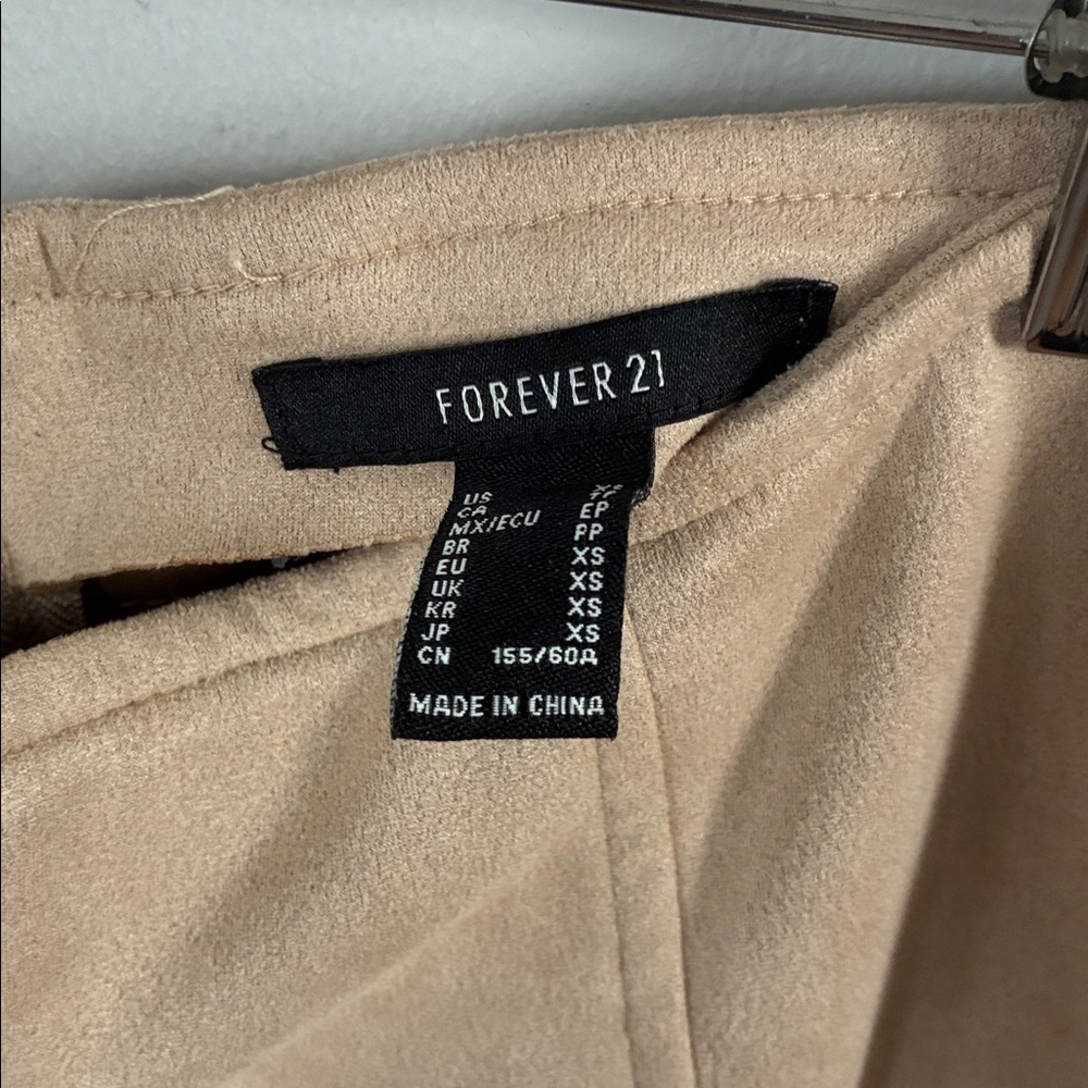 Forever 21 Faux Suede Split Hem Flare Pants Khaki Sz XS - Picture 3 of 8